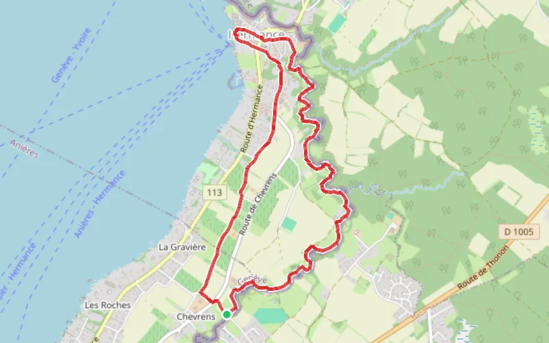Tracé du parcours Boucle du vallon préservé de l'Hermance