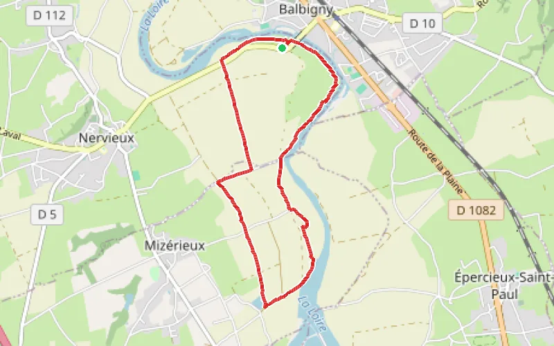 Tracé du parcours Des Grands Chambons jusqu'aux bords de Loire à Balbigny