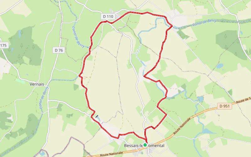 Tracé du parcours Les écluses du Canal de Berry depuis Bessais-le-Fromental