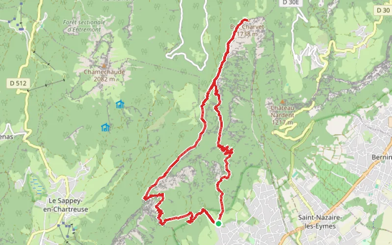 Tracé du parcours Bec Charvet par le Pas de la Branche