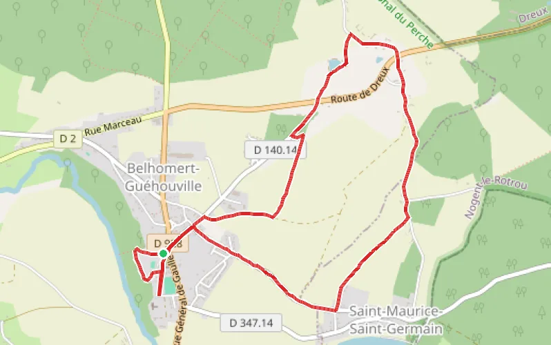 Tracé du parcours L'étang de Fontaine-Aubert à Belhomert
