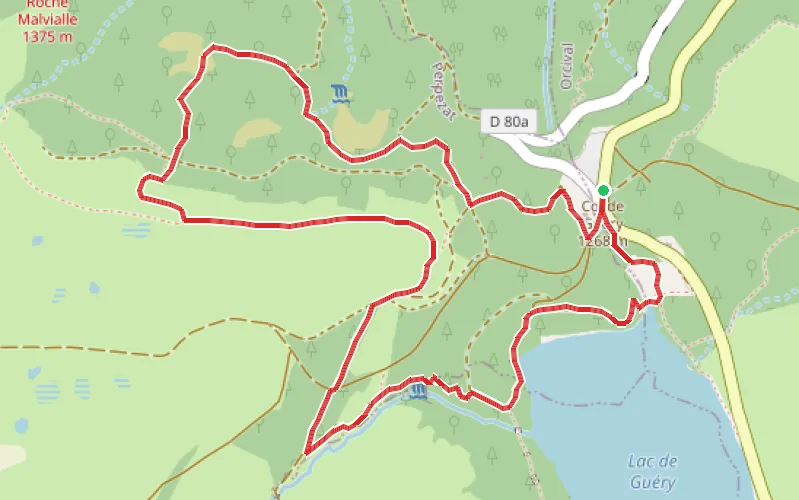 Tracé du parcours Boucle côté Nord-Ouest du Lac de Guery