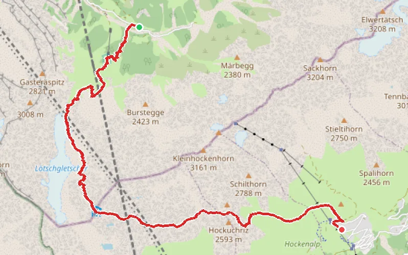 Tracé du parcours Selde - Lauchernalp