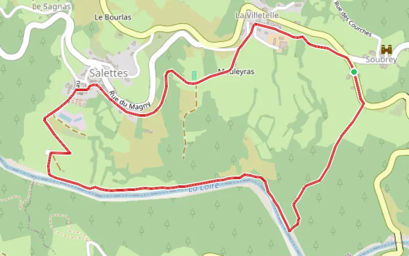Tracé du parcours La Loire Sauvage depuis Soubrey