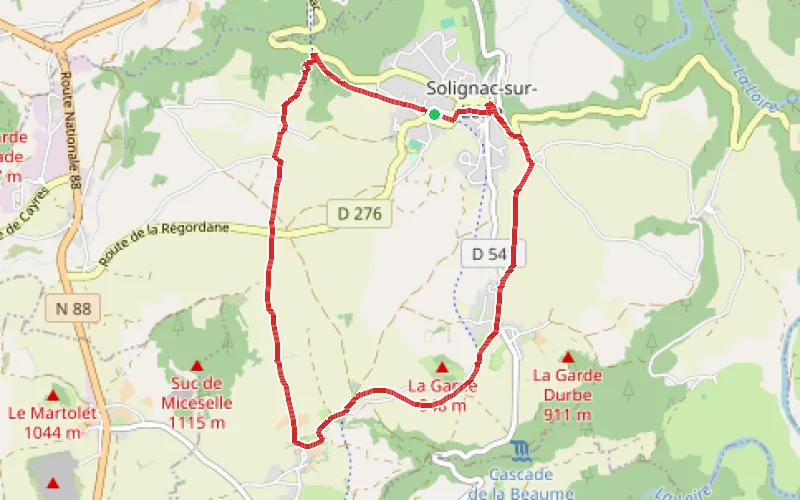 Tracé du parcours Boucle au départ de Solignac-sur-Loire