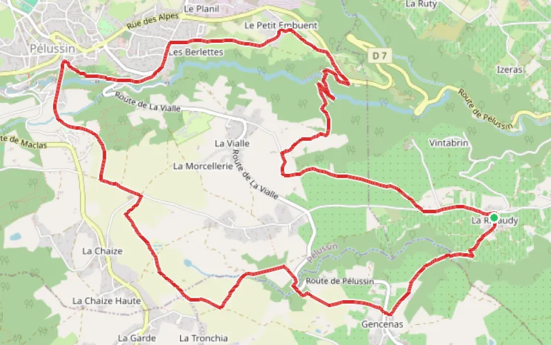 Tracé du parcours Boucle entre La Ribaudy et Pélussin