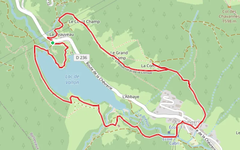 Tracé du parcours Tour du Lac de Vallon par la Combe