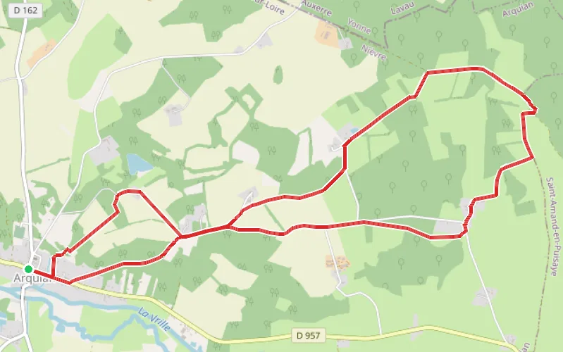 Tracé du parcours Le Chemin des Bois au départ d'Arquian