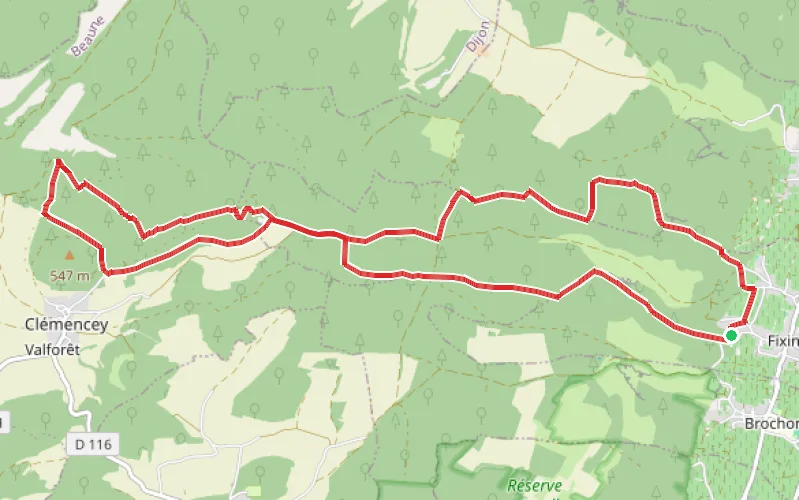 Tracé du parcours Les Cent Marches de Fixin et la Rente de Charmerey