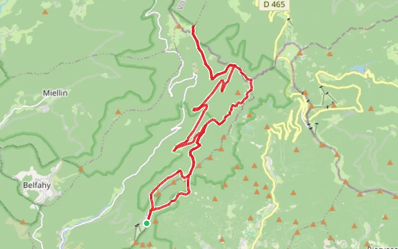 Tracé du parcours Le Ballon de Servance depuis la Planche des Belles Filles