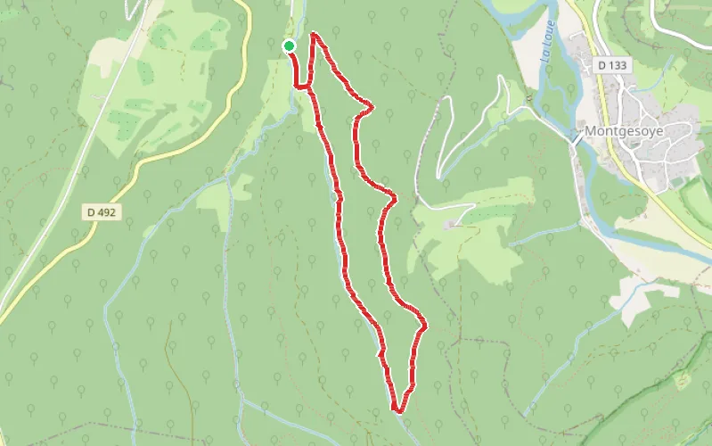 Tracé du parcours Cascades de la Peusse à Ornans