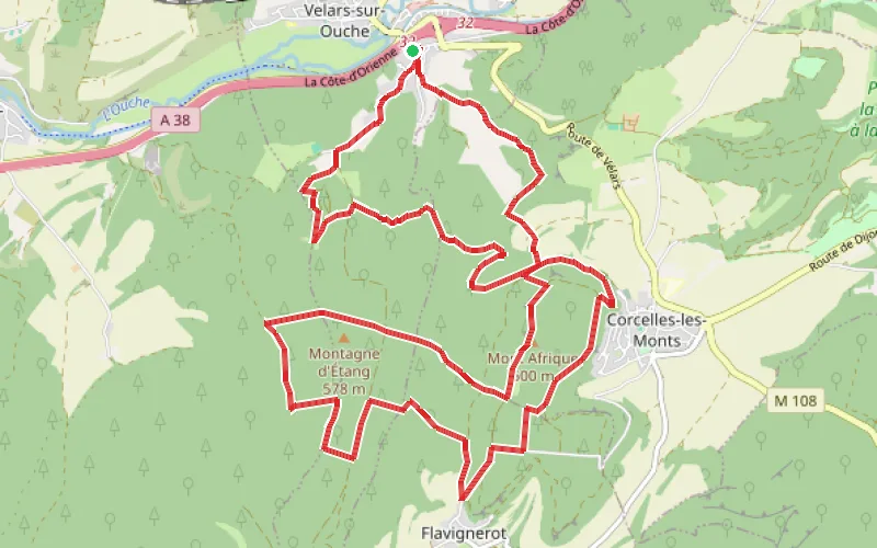 Tracé du parcours De bas en haut du Mont Afrique