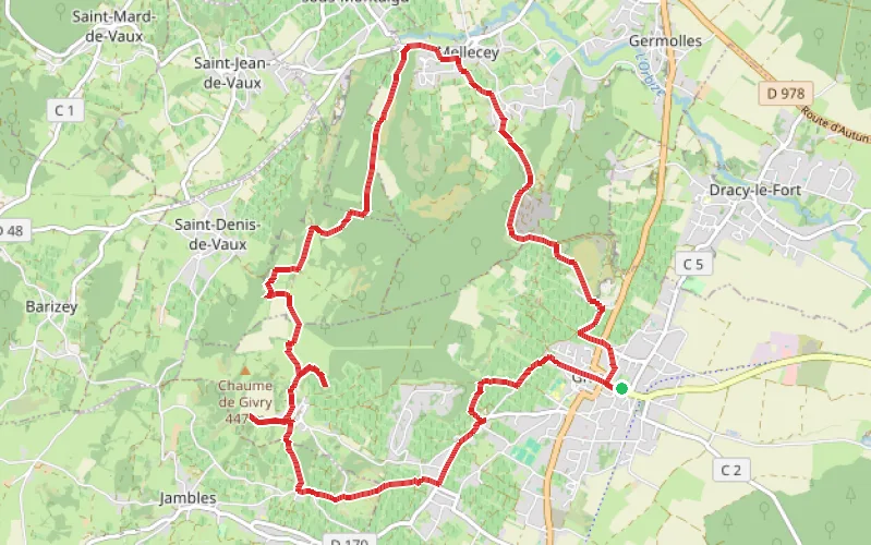 Tracé du parcours À la découverte de Givry et ses alentours