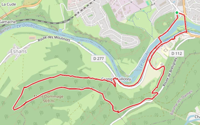 Tracé du parcours Le Mont Dommage