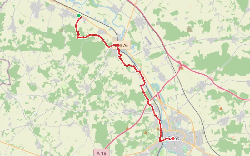 Tracé du parcours Eau, bois et vues de la basse vallée de l'Yonne entre Champigny et Sens