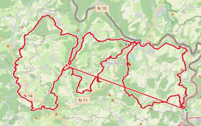 Tracé du parcours Mullerthal Trail