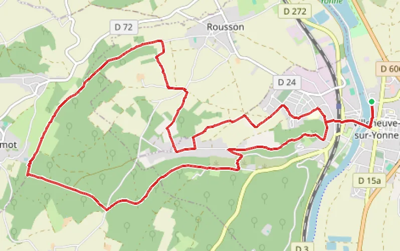 Tracé du parcours De la Haute Épine à la Fontaine Rouge