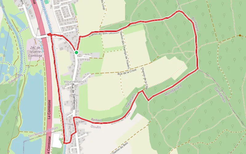 Tracé du parcours Boucle de Trévenans