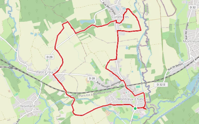 Tracé du parcours Boucle de la motte castrale de Montreux-Château