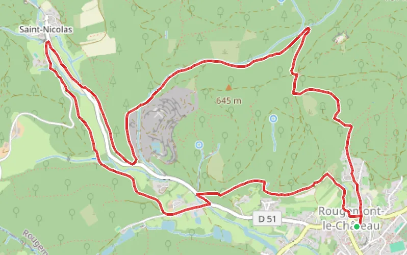Tracé du parcours Boucle au pied du vieux Château à Rougemont-le-Château