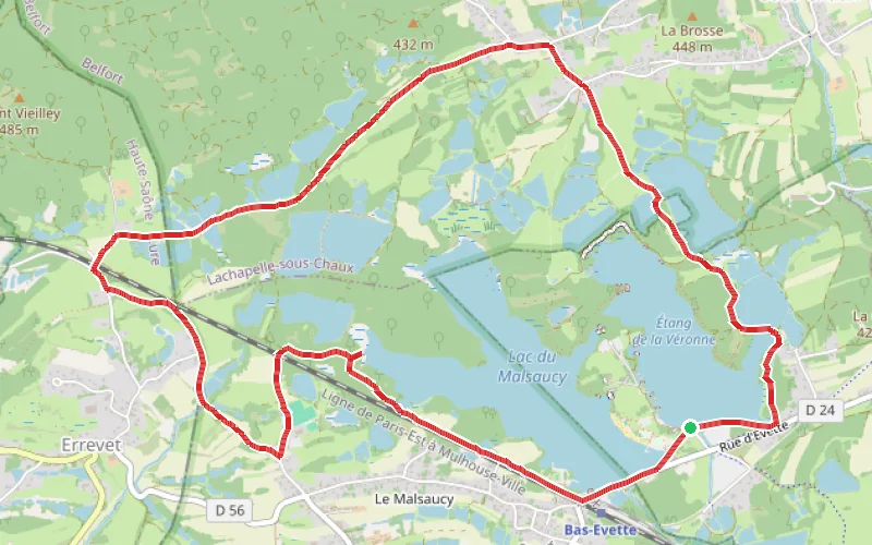 Tracé du parcours Le sentier des Étangs du Malsaucy