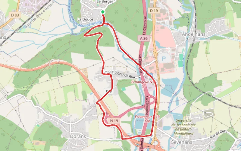 Tracé du parcours Boucle de Botans