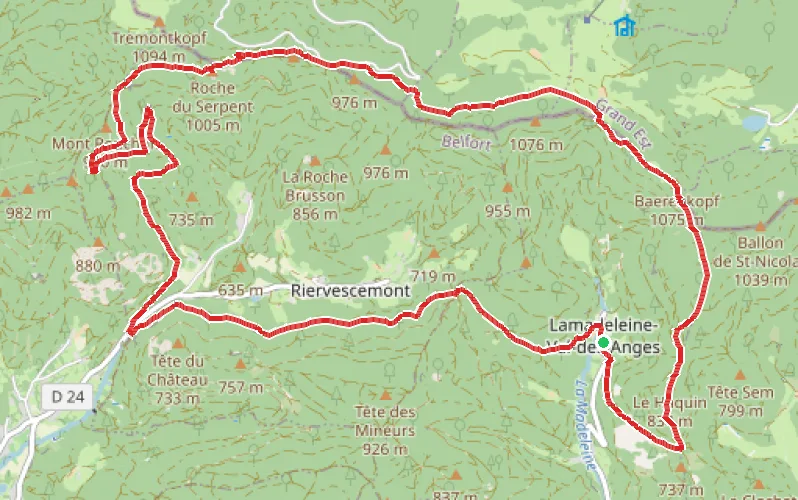 Tracé du parcours Le grand tour de Riervescemont Lamadeleine Val des Anges