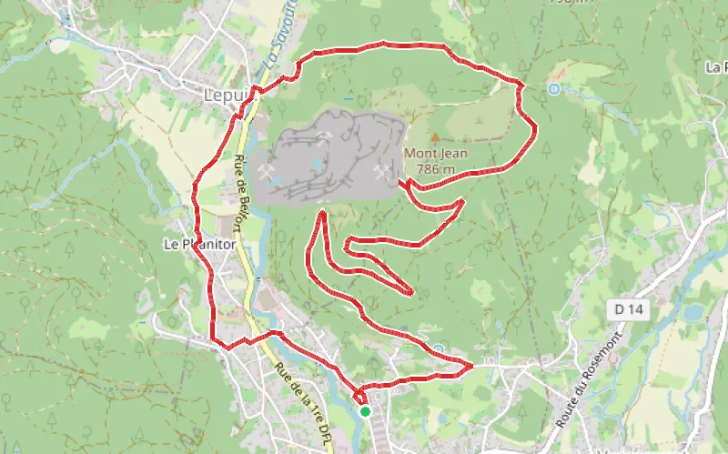 Tracé du parcours Boucle du Mont Jean à Giromagny et Lepuix