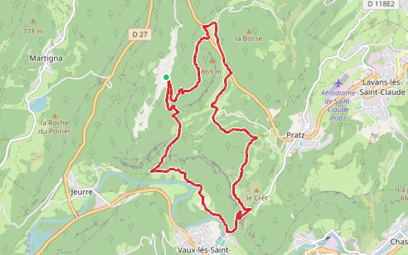 Tracé du parcours Boucle Grand Châtel - Saint-Romain de Roche