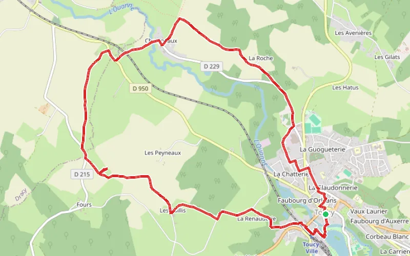 Tracé du parcours Nature et patrimoine de Toucy