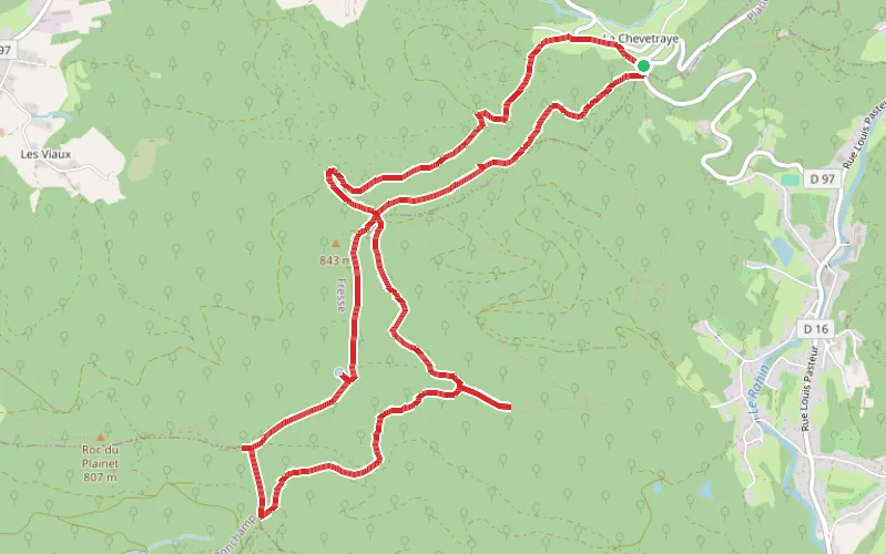 Tracé du parcours Le circuit du souvenir au Col de la Chevestraye vers Plancher-les-Mines