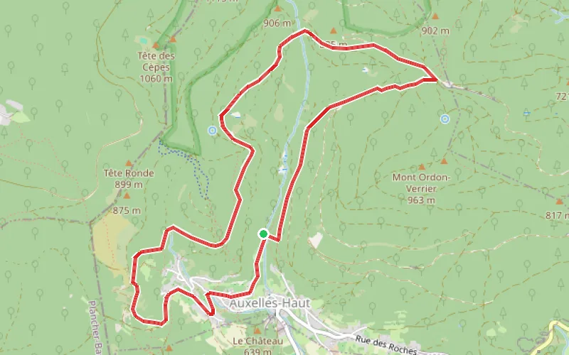 Tracé du parcours Boucle par les Monts de l'Ordon-Verrier au départ d'Auxelles-Haut