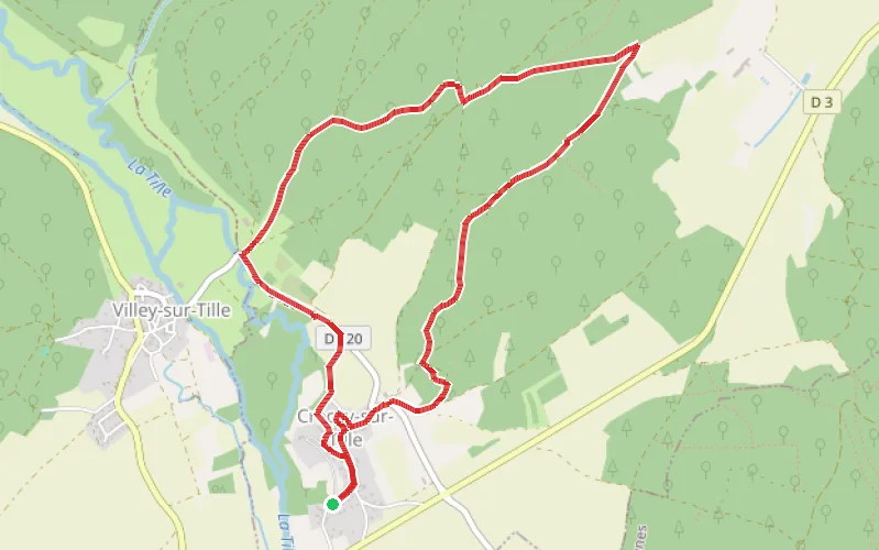 Tracé du parcours En forêt de Crécey-sur-Tille par la combe Vornay