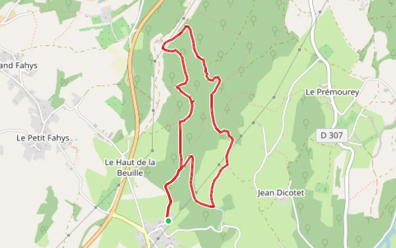 Tracé du parcours La forêt des charbonniers et les Pierres Rouges
