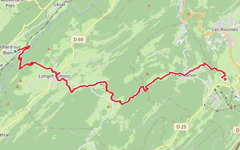 Tracé du parcours Villard-sur-Bienne - Prémanon