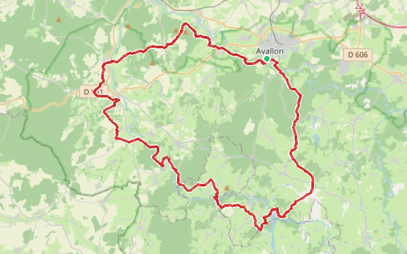 Tracé du parcours Boucle en Avallonnais et dans le Morvan par Vézelay et le Lac du Crescent
