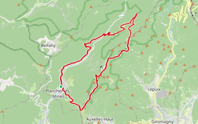 Tracé du parcours La Planche des Belles-Filles à partir de Plancher-les-Mines