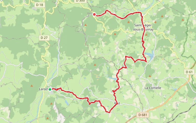 Tracé du parcours Larochemillay - Bibracte