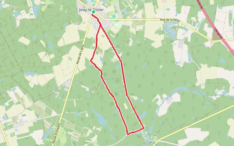 Tracé du parcours La Sologne autour de Jouy-le-Potier