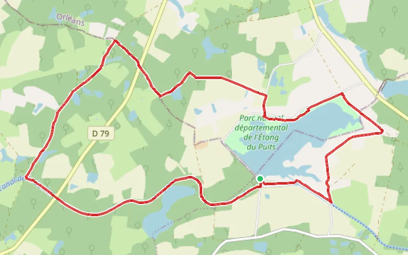Tracé du parcours Canal de la Sauldre et tour de l'Étang du Puits