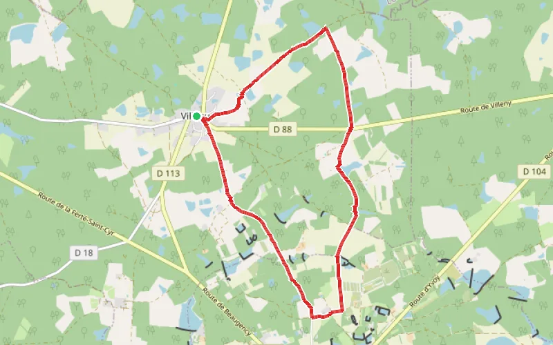 Tracé du parcours Balade à Villeny par la Grille