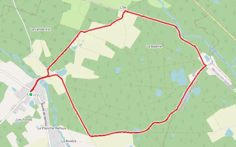 Tracé du parcours Bauzy, terre de bruyères