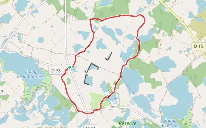 Tracé du parcours Au cœur de la Brenne : le Village du Temple et ses étangs