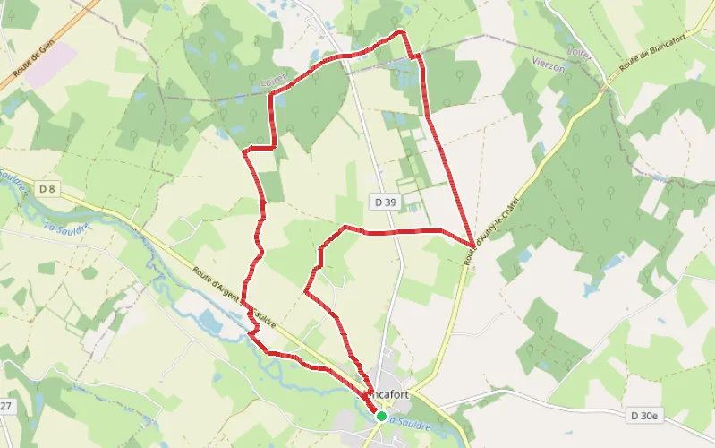 Tracé du parcours Boucle du château d'eau de Blancafort