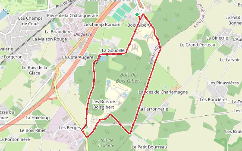 Tracé du parcours Petite boucle dans le Bois Gibert