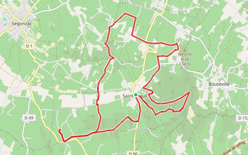 Tracé du parcours Circuit des Fontaines et des Lavoirs à Saint-Preuil