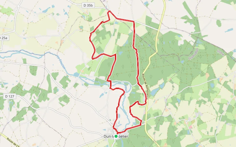 Tracé du parcours Circuit de la Marivolle à Dun-le-Poëllier