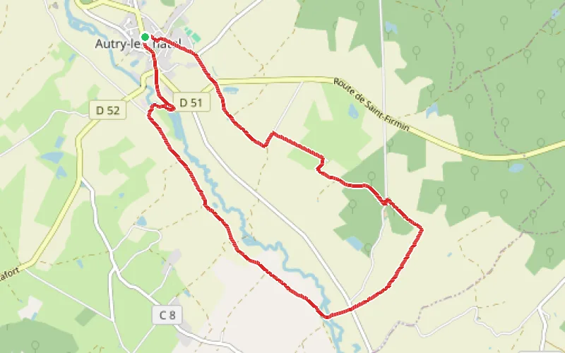 Tracé du parcours Entre Sologne et Pays Fort depuis Autry-le-Châtel