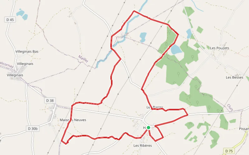 Tracé du parcours Les chemins gallo-romains autour du hameau de Hallé