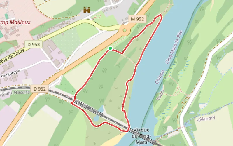 Tracé du parcours En bord de Loire à Cinq-Mars-la-Pile